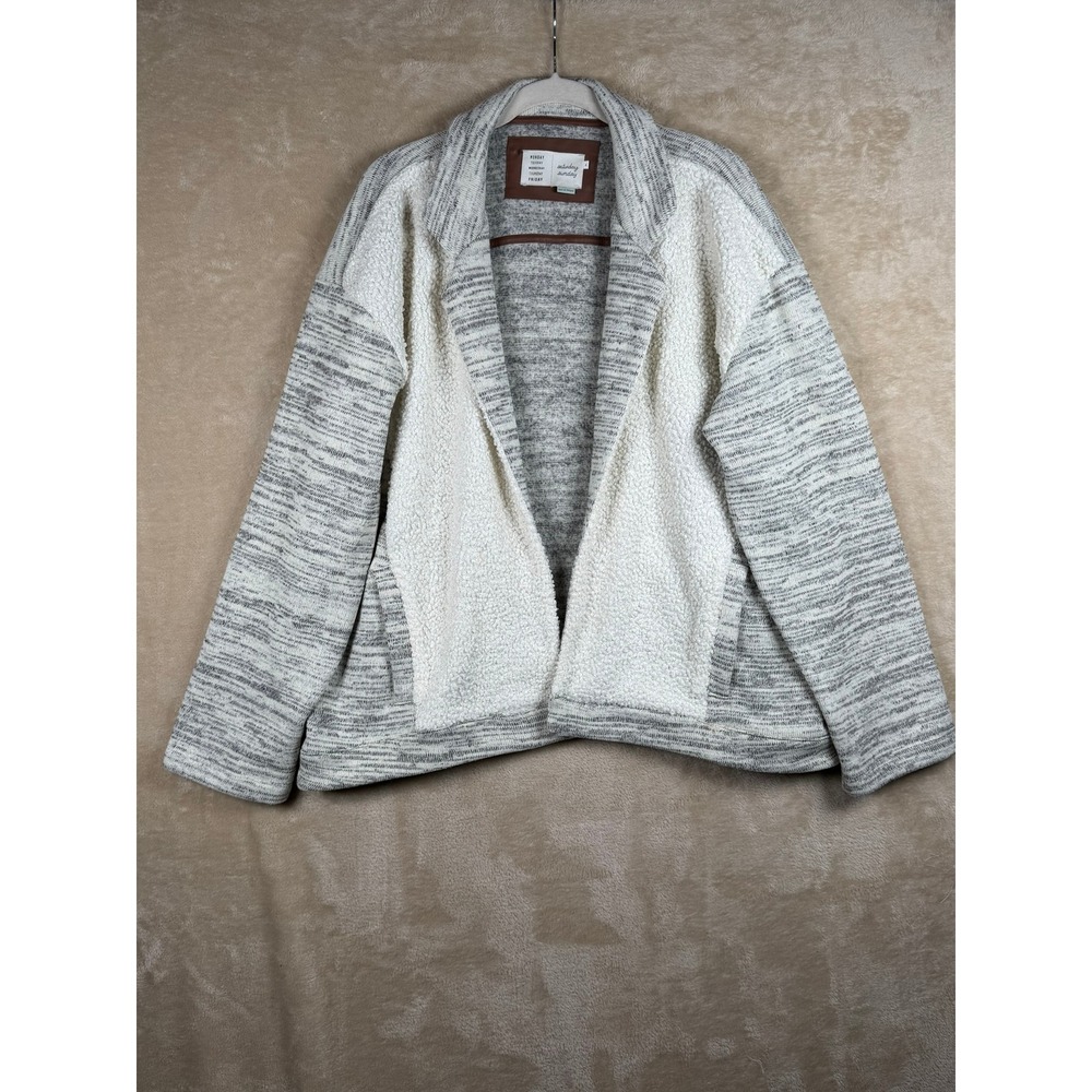 Saturday‎ Sunday Anthropologie Sherpa Fleece Marled Cardigan Jacket Grey XL